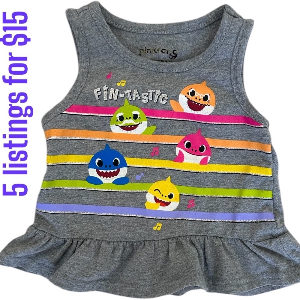 Pinkfong Baby Shark 12M Girl Graphic Shirt Sleeveless Flowy Shirt